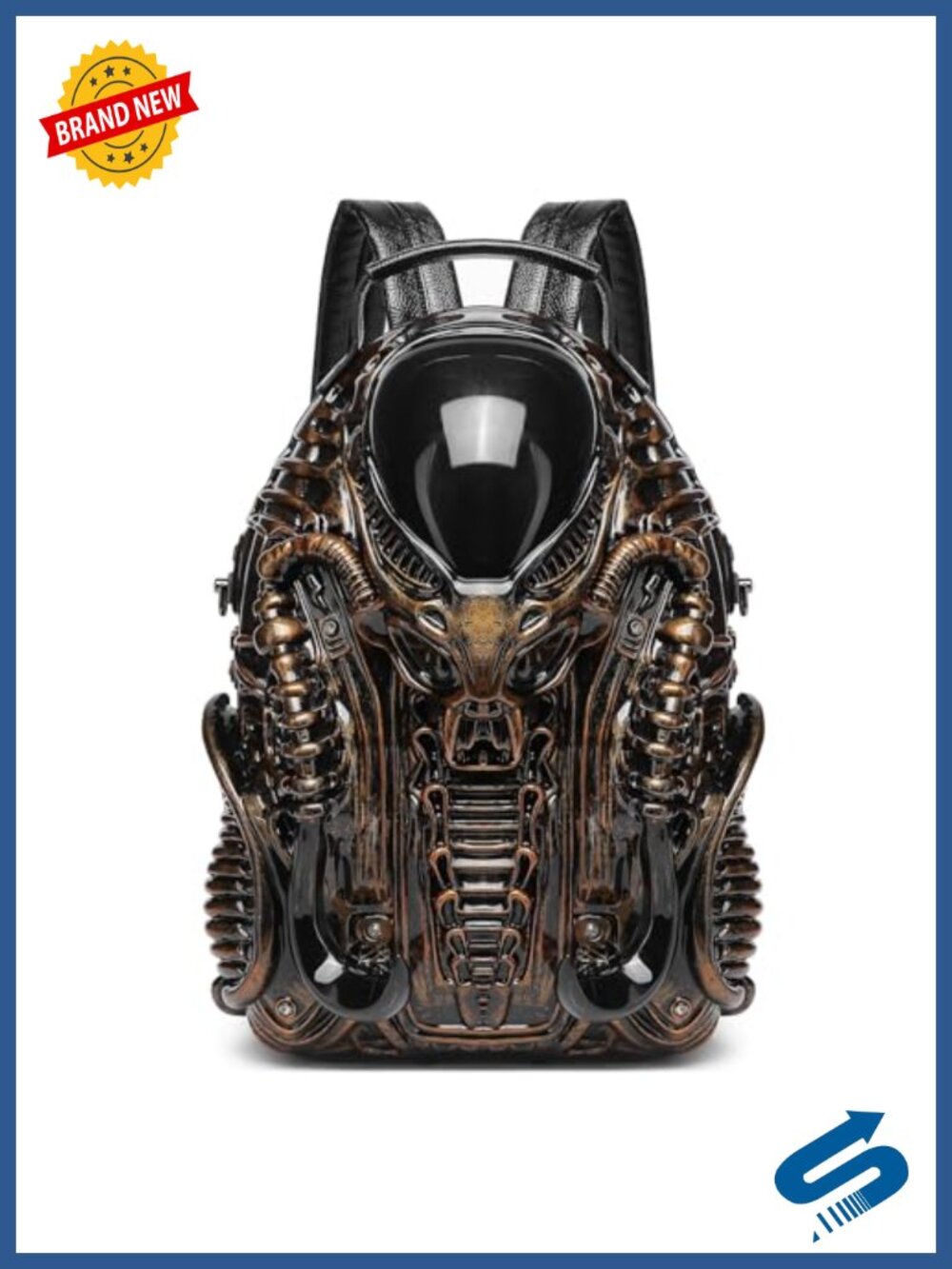 3D Alien Backpack Purse Vegan PVC PU Leather Cyberpunk Daypack Unisex